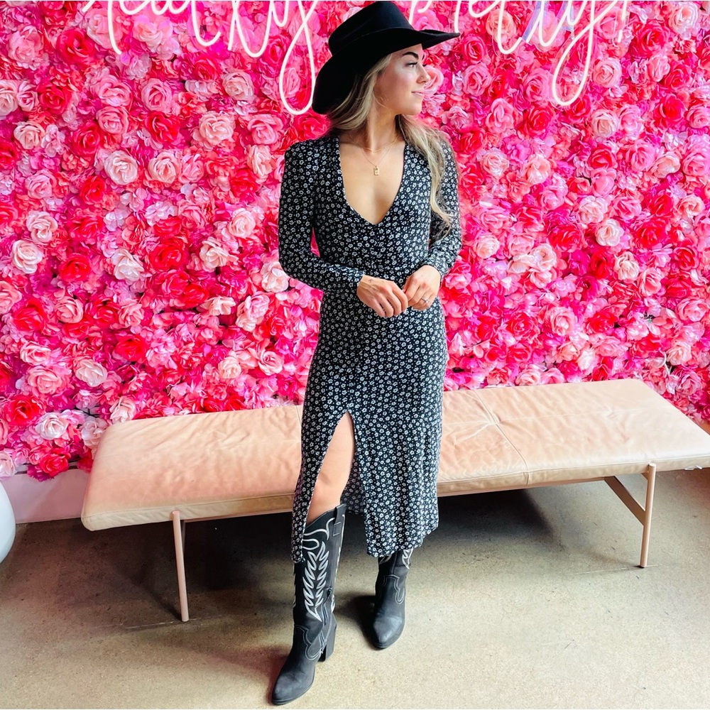 Black knee high western boots